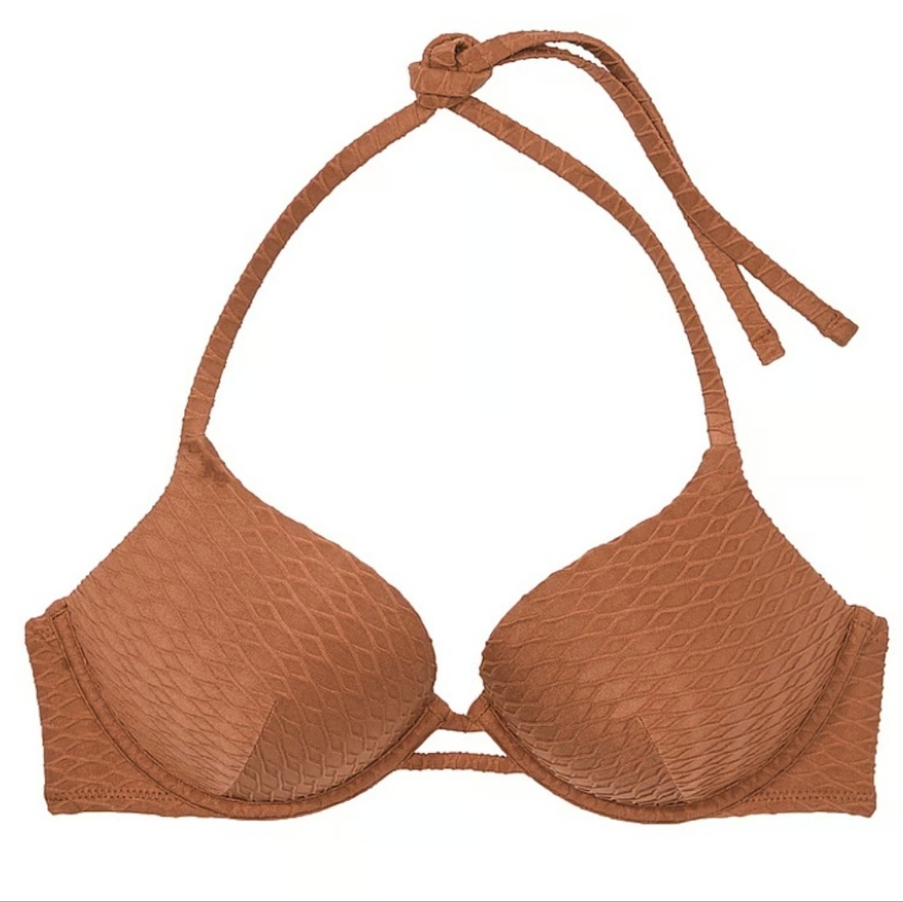 38DD/L VS Swim Bombshell PushUp Bikini Top Side Tie Cheeky Bikini Set Fishnet - Picture 7 of 12